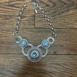 NWOT St. Thomas Silver Blue Western Style Necklace Chunky Circles